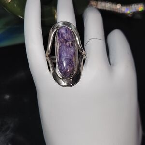 Dominique Dinouart DDD Purple Charoite Sterling Silver Ring Size 7 3/4.